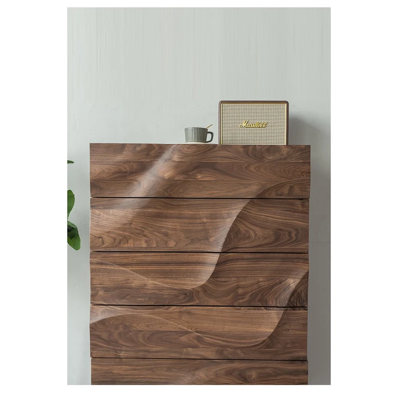 Lush Wave Layer Solid Walnut Wood Dresser