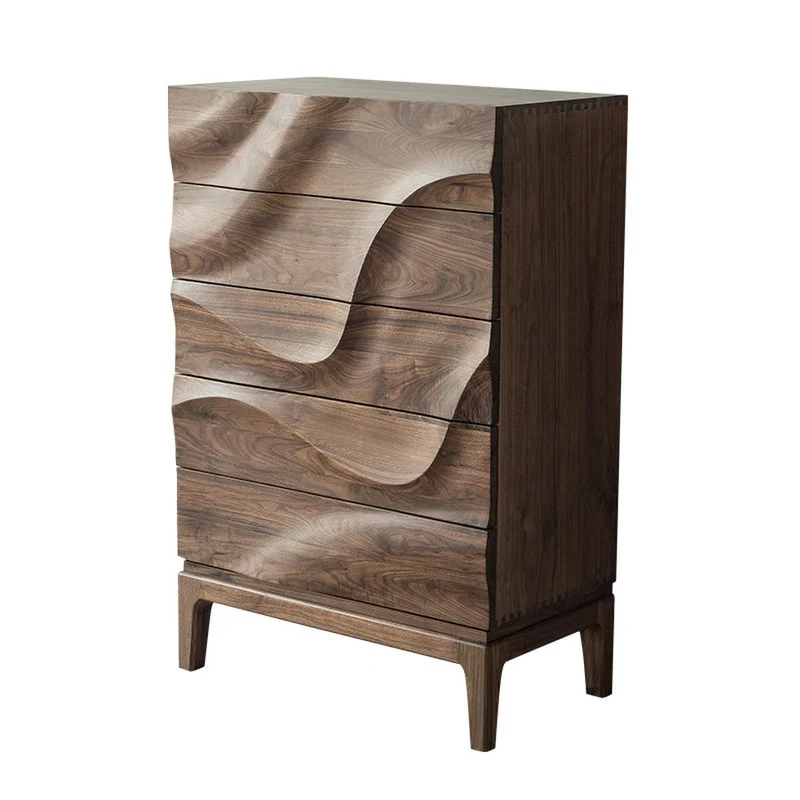 Lush Wave Layer Solid Walnut Wood Dresser