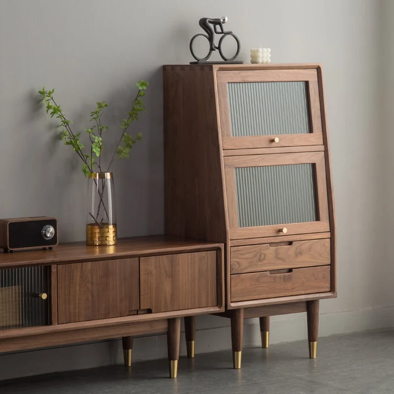 Small Solid Walnut Wood Side Cabinet