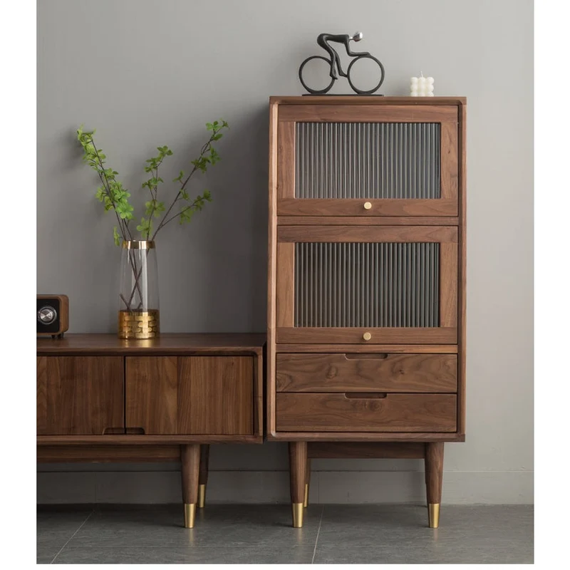 Small Solid Walnut Wood Side Cabinet