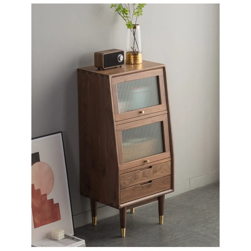Small Solid Walnut Wood Side Cabinet