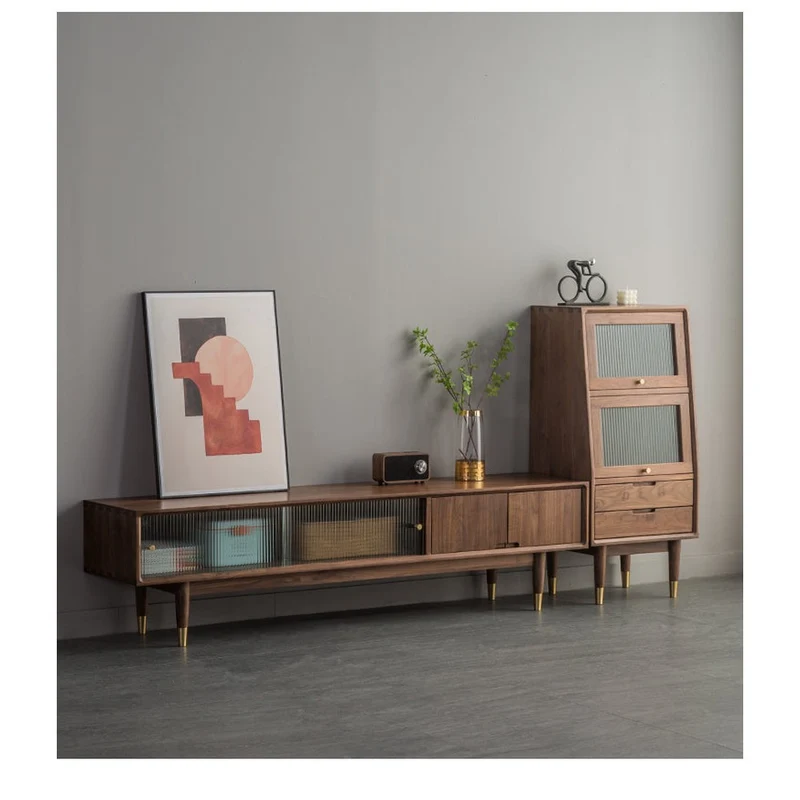 Small Solid Walnut Wood Side Cabinet