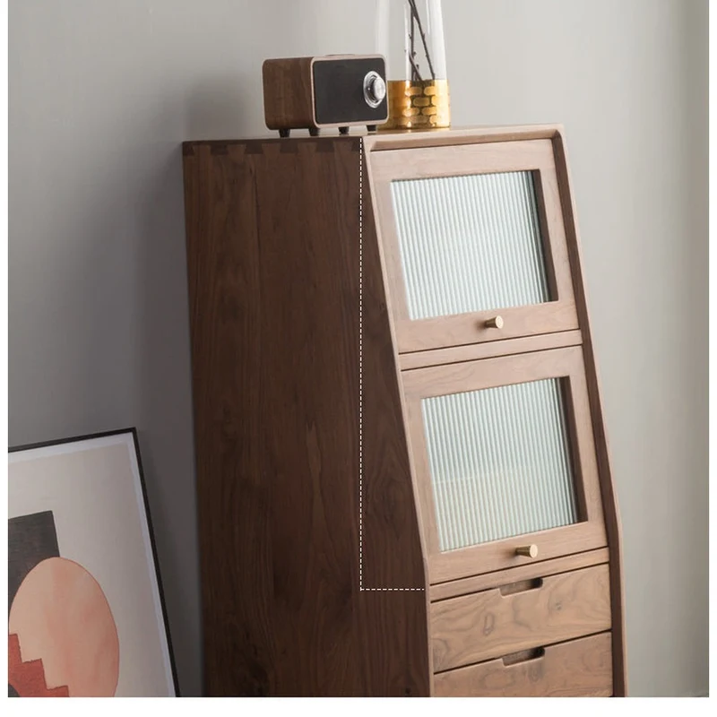 Small Solid Walnut Wood Side Cabinet
