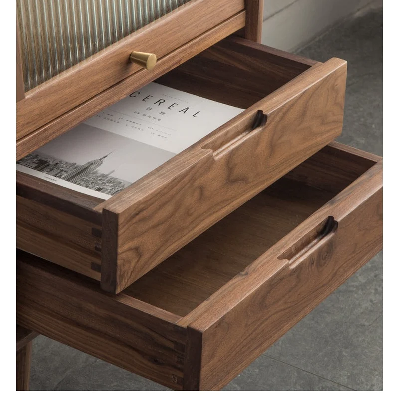 Small Solid Walnut Wood Side Cabinet