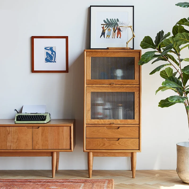 Small Solid Walnut Wood Side Cabinet