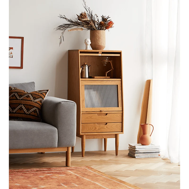 Small Solid Walnut Wood Side Cabinet