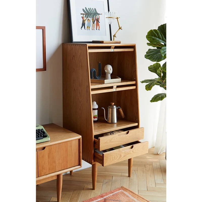 Small Solid Walnut Wood Side Cabinet