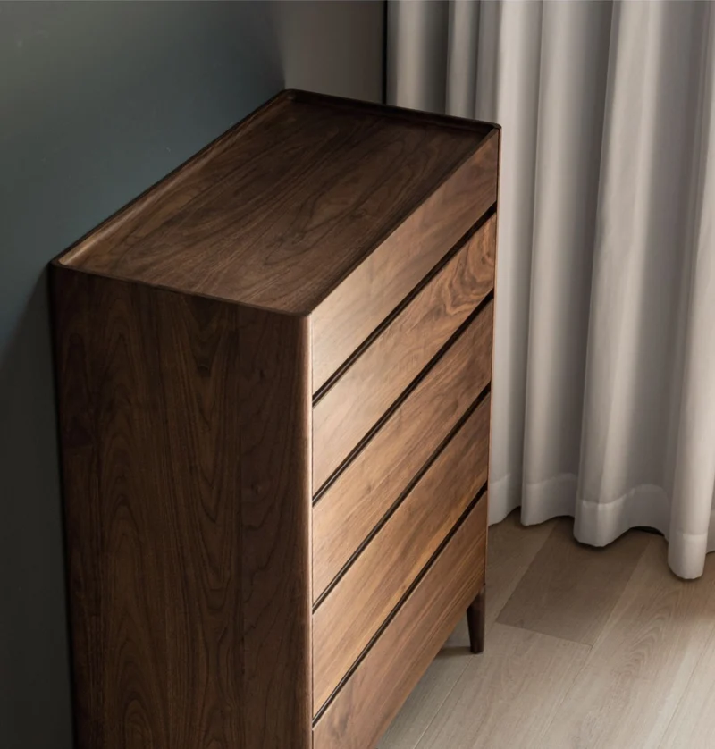Layer Upon Layer in Balance Solid Walnut Wood Dresser with 5 Drawers
