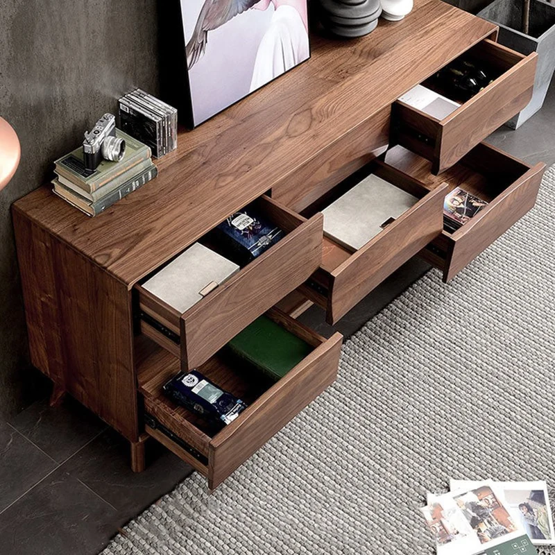 Stylish Wave Solid Black Walnut Wood Dresser