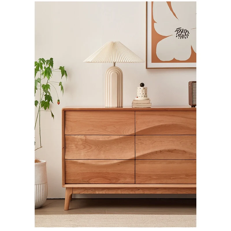 Stylish Wave Solid Black Walnut Wood Dresser