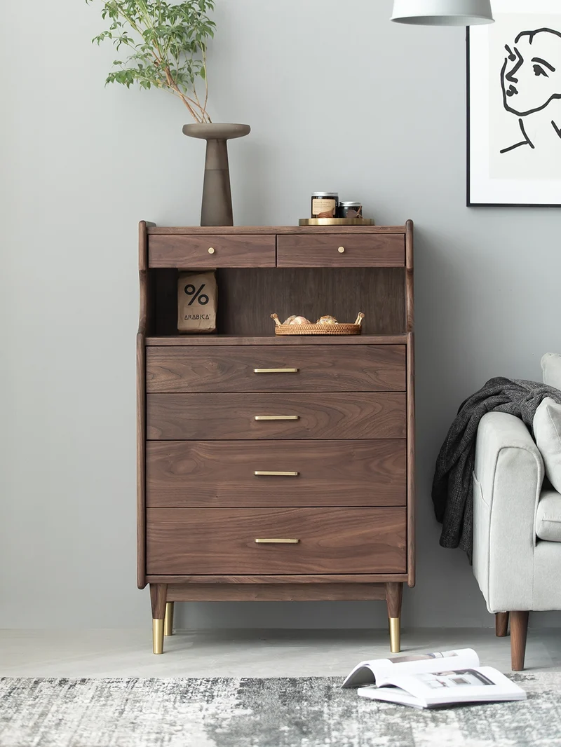 Wildflower Solid Black Walnut Wood Top Open Space Cabinet