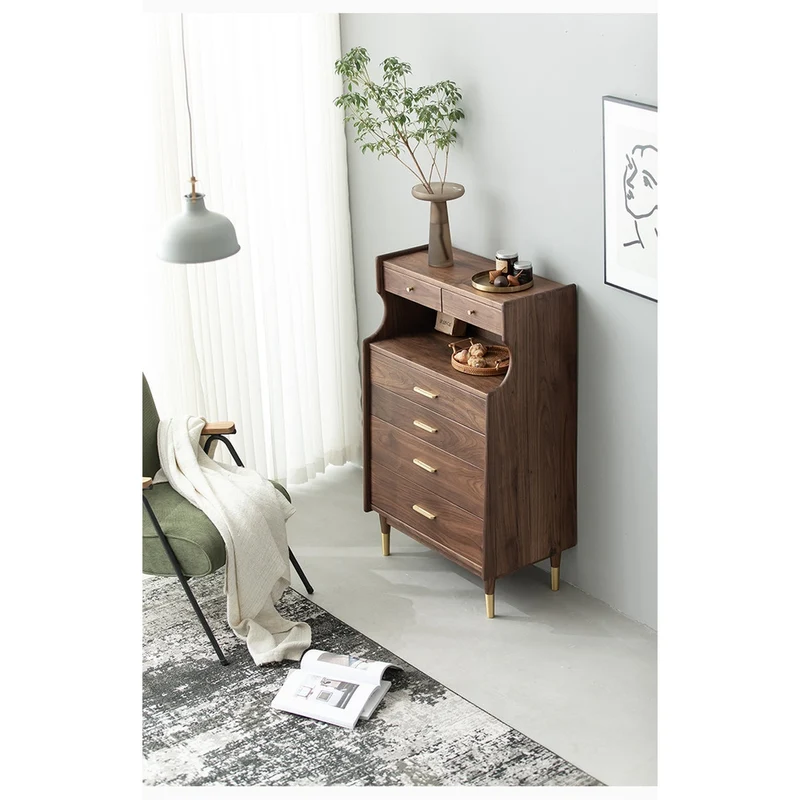 Wildflower Solid Black Walnut Wood Top Open Space Cabinet