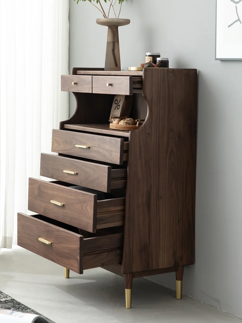 Wildflower Solid Black Walnut Wood Top Open Space Cabinet
