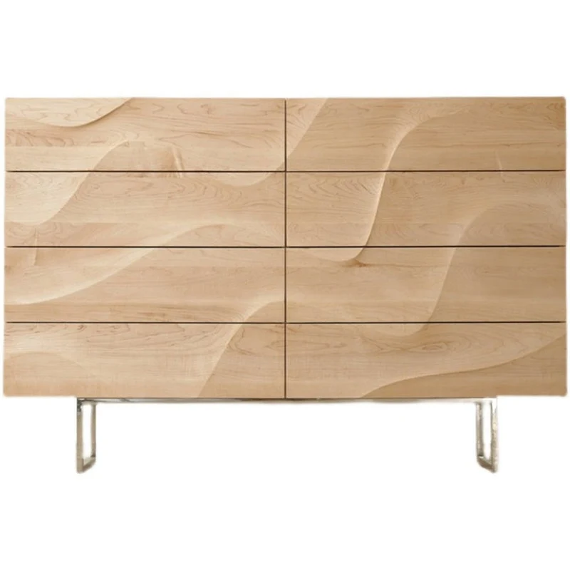 Art Deco Wave Black Walnut Wood Sideboard