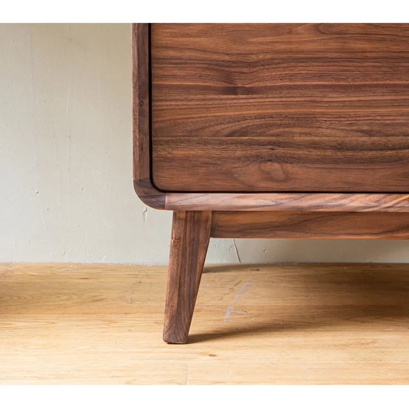 Sculpted Black Walnut Wood Kitchen Pantry Cabinet