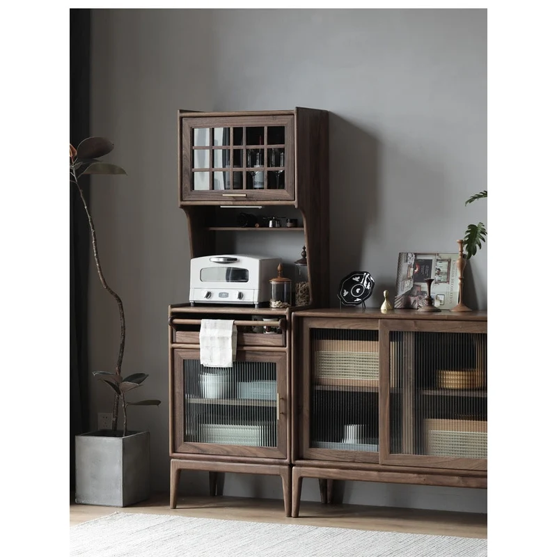 Harmonia Multi-Functional Solid Walnut Wood Tall Kitchen Cupboard