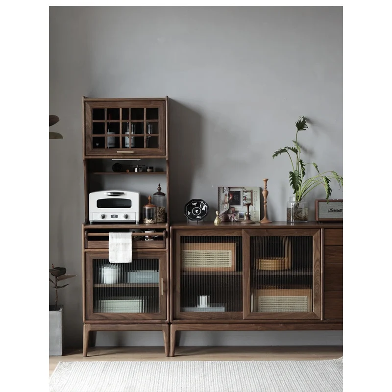 Harmonia Multi-Functional Solid Walnut Wood Tall Kitchen Cupboard