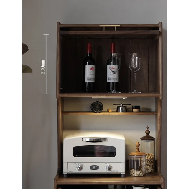 Harmonia Multi-Functional Solid Walnut Wood Tall Kitchen Cupboard