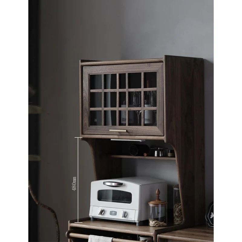 Harmonia Multi-Functional Solid Walnut Wood Tall Kitchen Cupboard