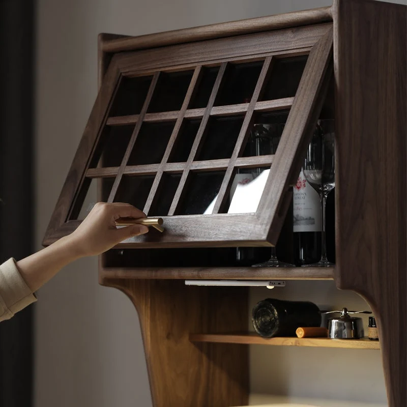 Harmonia Multi-Functional Solid Walnut Wood Tall Kitchen Cupboard