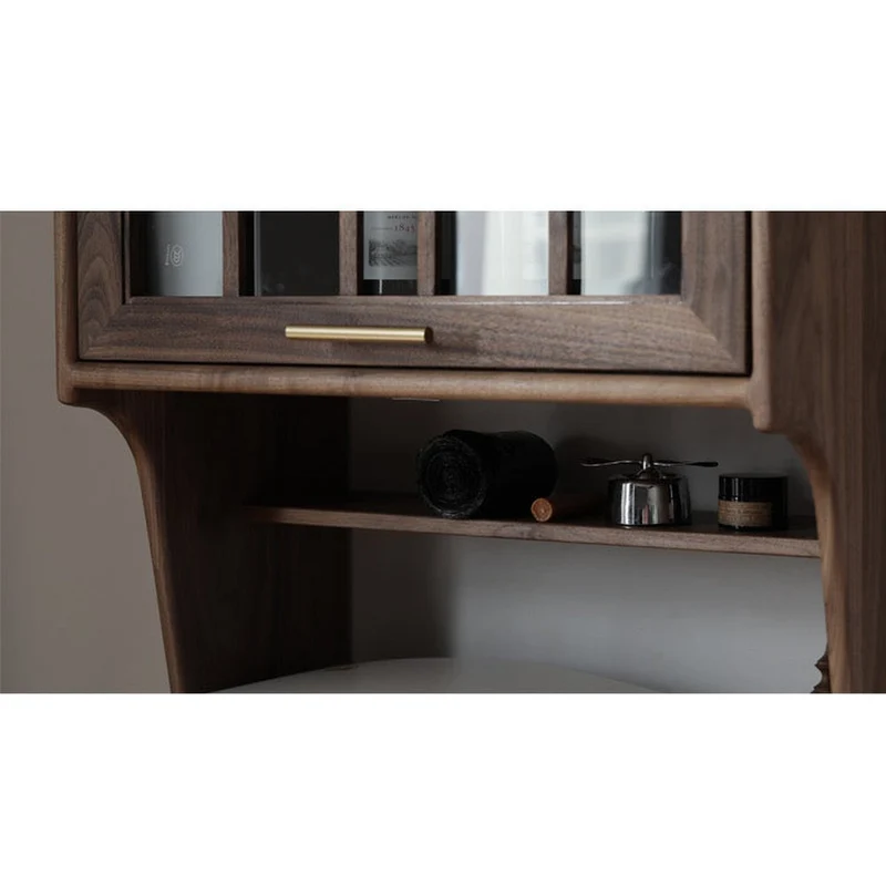 Harmonia Multi-Functional Solid Walnut Wood Tall Kitchen Cupboard