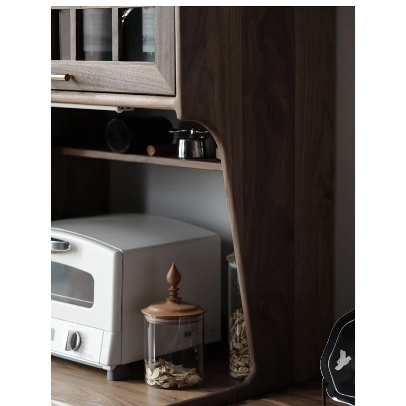 Harmonia Multi-Functional Solid Walnut Wood Tall Kitchen Cupboard