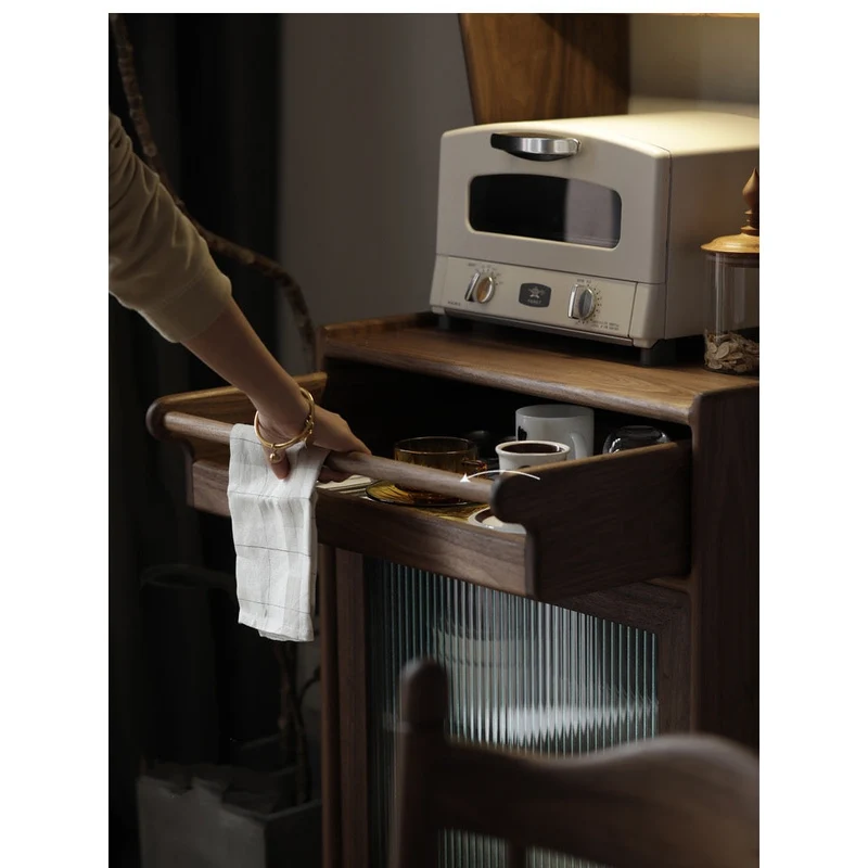 Harmonia Multi-Functional Solid Walnut Wood Tall Kitchen Cupboard