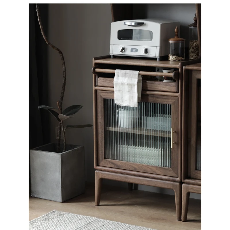 Harmonia Multi-Functional Solid Walnut Wood Tall Kitchen Cupboard