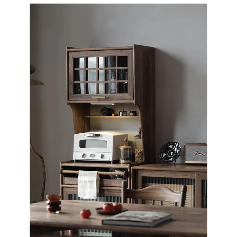 Harmonia Multi-Functional Solid Walnut Wood Tall Kitchen Cupboard