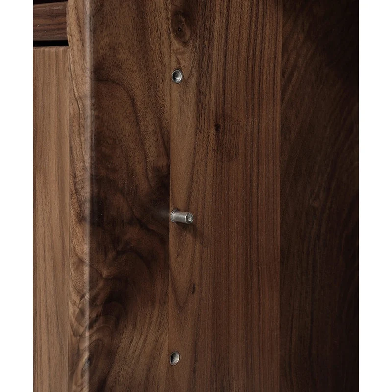 European Style Snow Glass Walnut Wood Cabinet