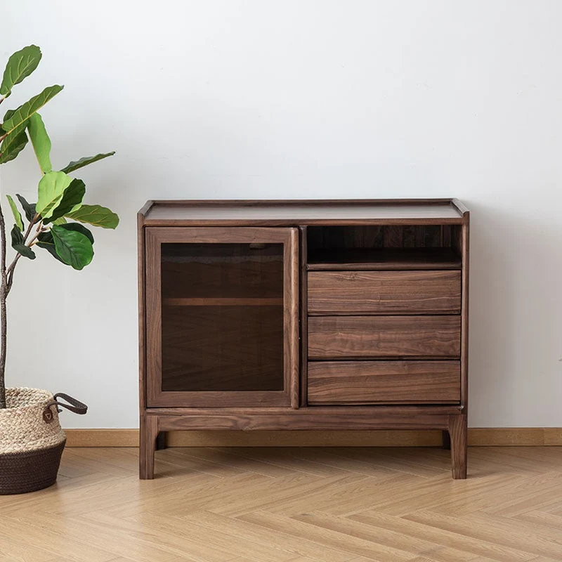 Top Leakage Protection Design Black Walnut Wood Cabinet