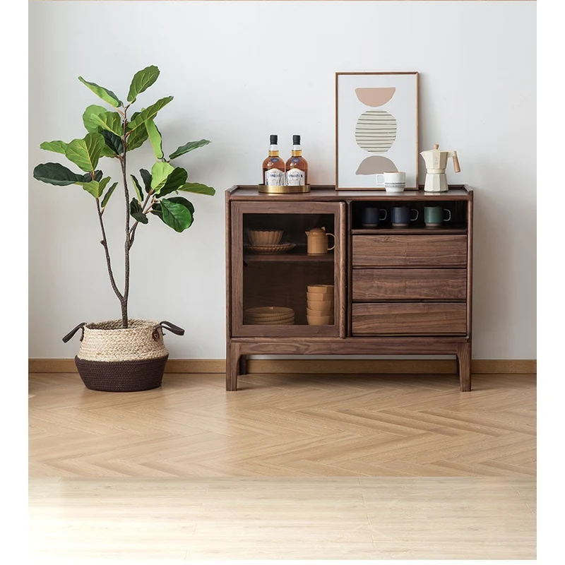 Top Leakage Protection Design Black Walnut Wood Cabinet