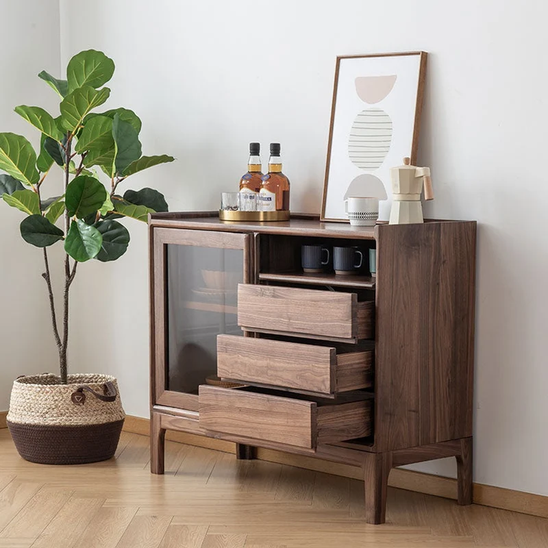 Top Leakage Protection Design Black Walnut Wood Cabinet