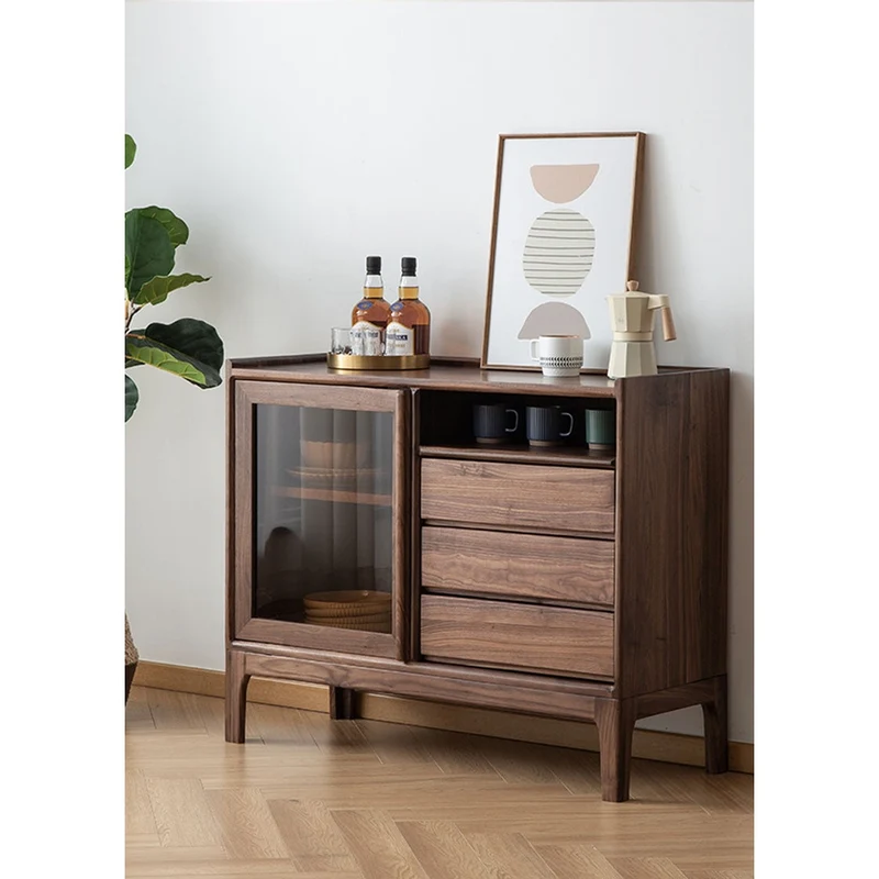 Top Leakage Protection Design Black Walnut Wood Cabinet