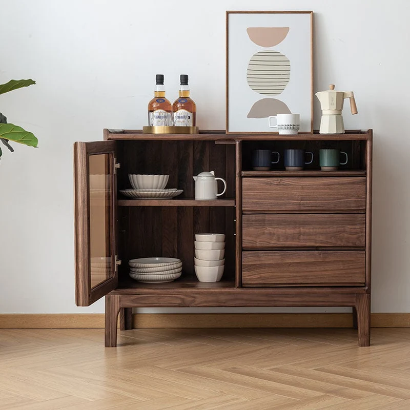 Top Leakage Protection Design Black Walnut Wood Cabinet