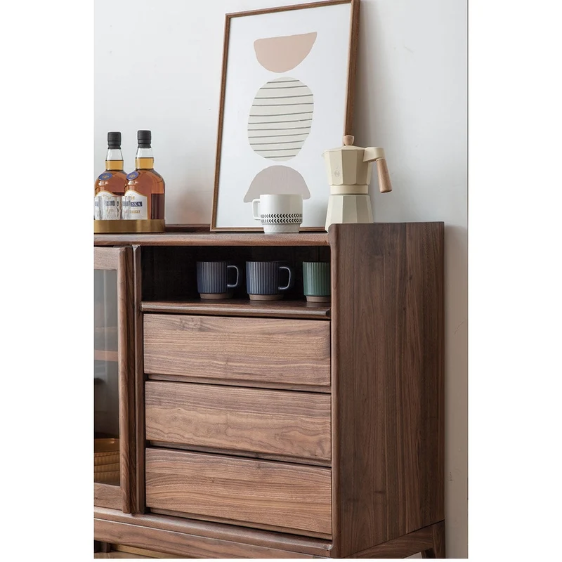 Top Leakage Protection Design Black Walnut Wood Cabinet