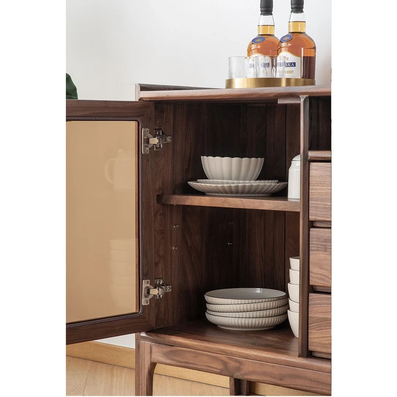 Top Leakage Protection Design Black Walnut Wood Cabinet