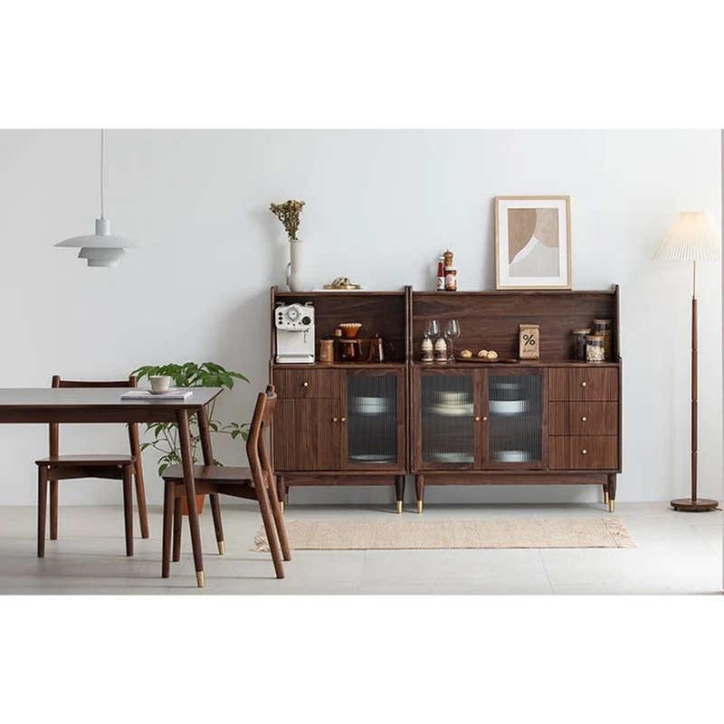 Solstice Modern Open Space Walnut Kitchen Cabinet