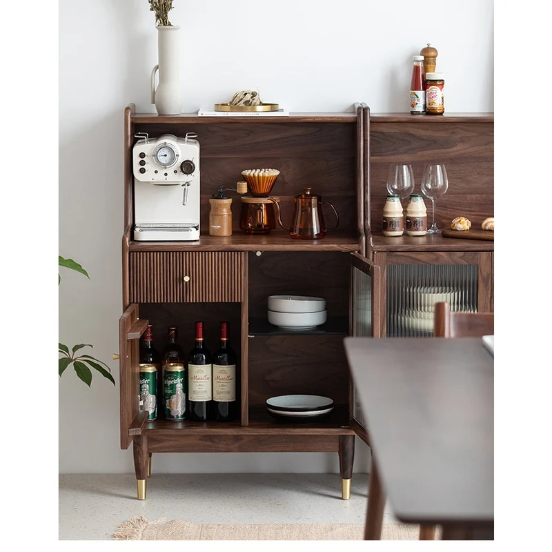Solstice Modern Open Space Walnut Kitchen Cabinet