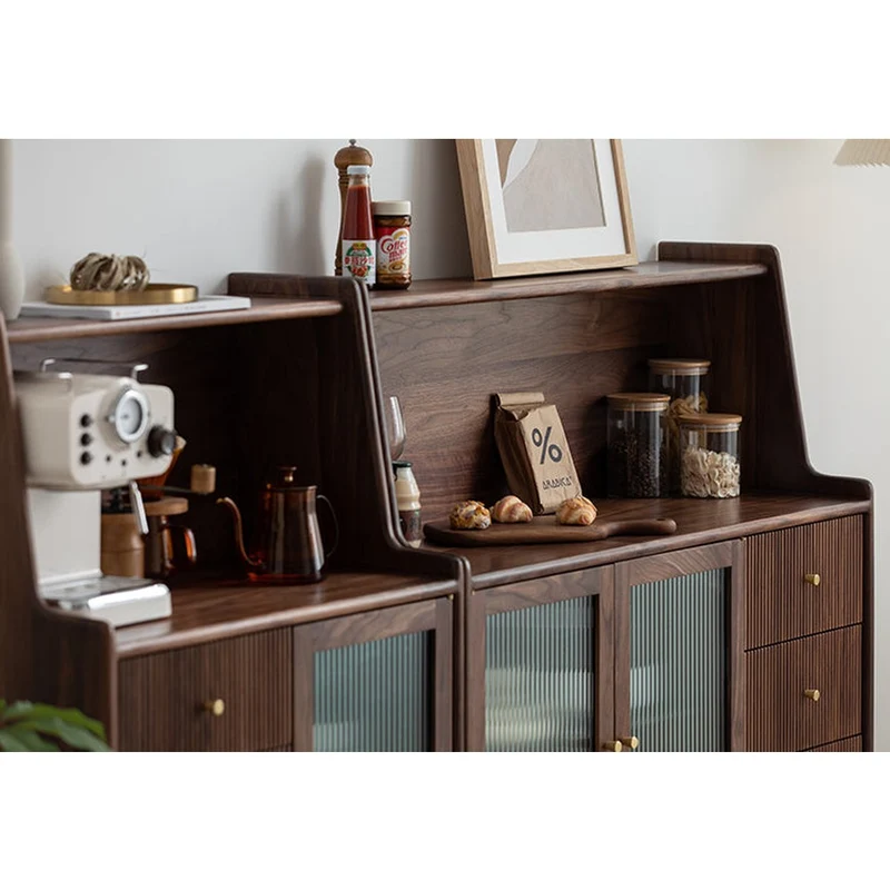 Solstice Modern Open Space Walnut Kitchen Cabinet