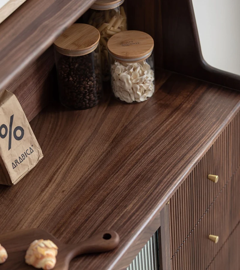 Solstice Modern Open Space Walnut Kitchen Cabinet