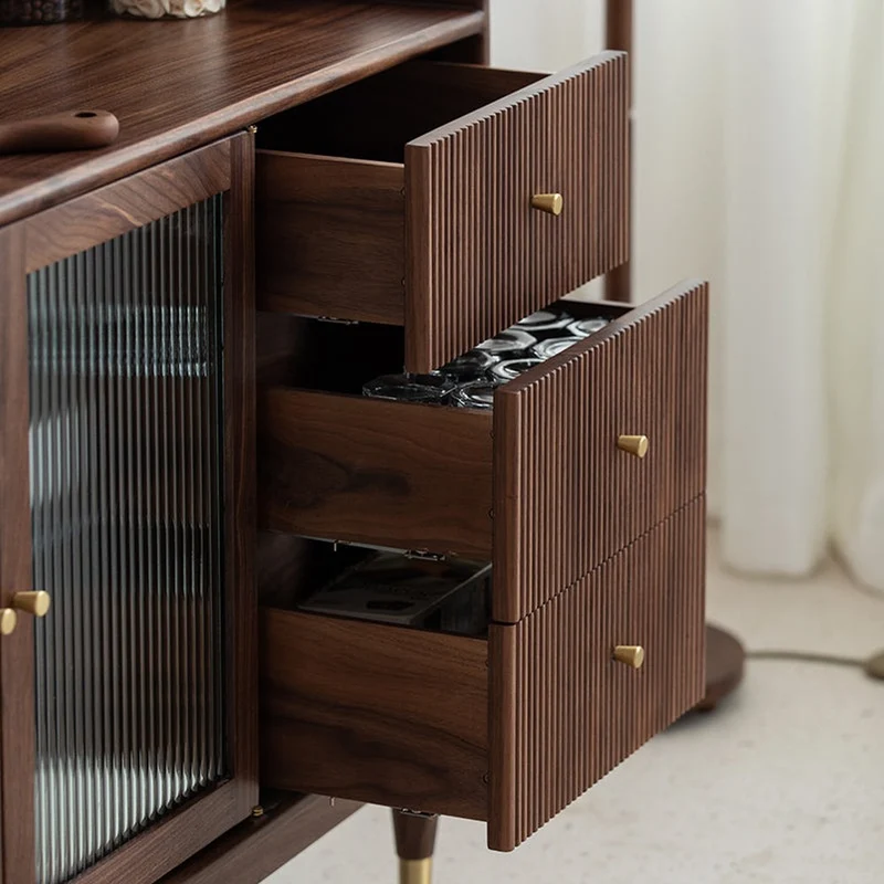 Solstice Modern Open Space Walnut Kitchen Cabinet