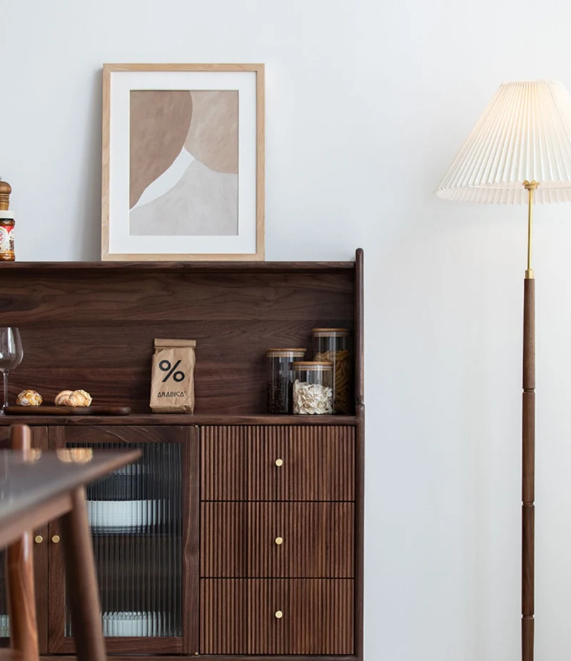 Solstice Modern Open Space Walnut Kitchen Cabinet