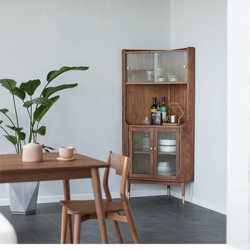 Elysian Solid Walnut Wood Corner Cabinet