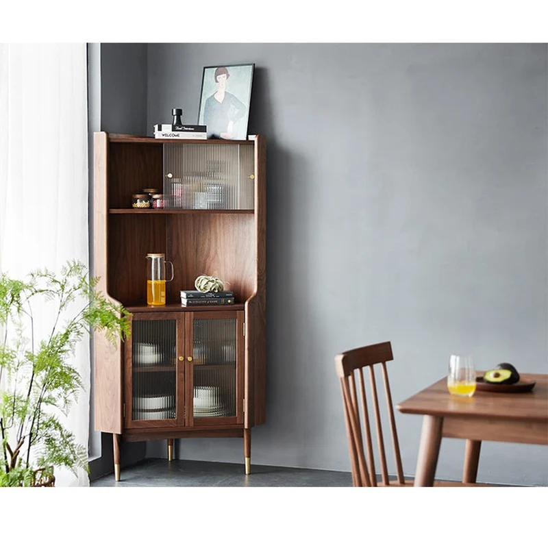 Elysian Solid Walnut Wood Corner Cabinet