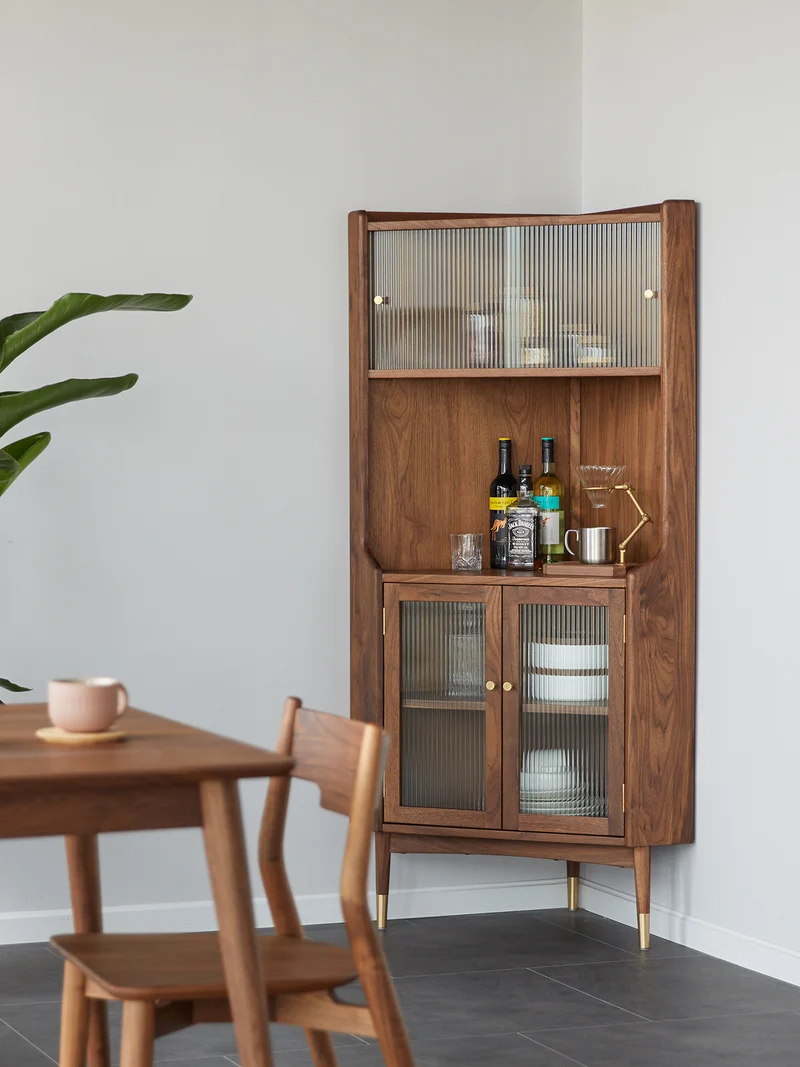 Elysian Solid Walnut Wood Corner Cabinet