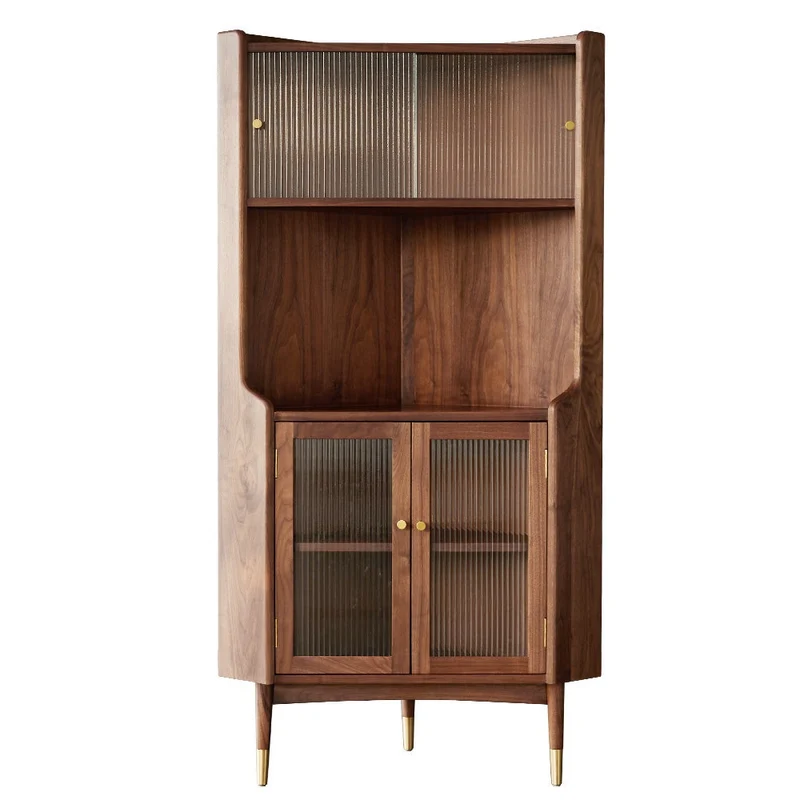 Elysian Solid Walnut Wood Corner Cabinet