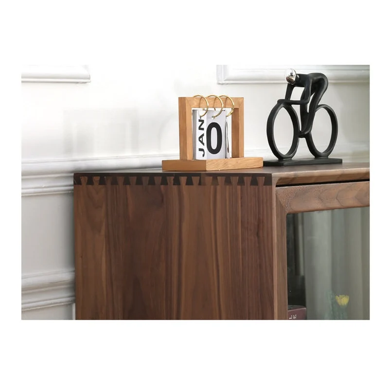 Aura Small Walnut Wood Side Table with Two Drawers