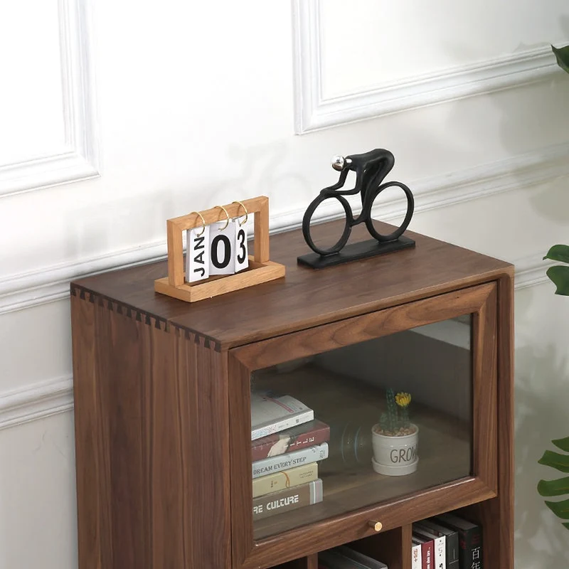 Aura Small Walnut Wood Side Table with Two Drawers