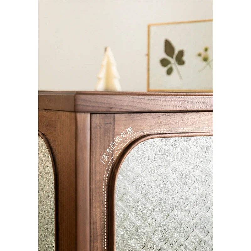 French Vintage Display Walnut Wood Side Table with Snow Glass